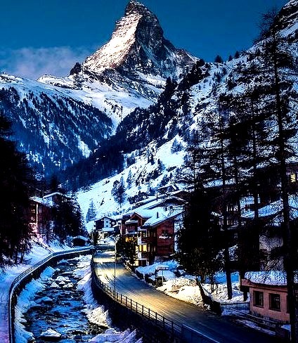 Winters Night, The Alps, Switzerland
